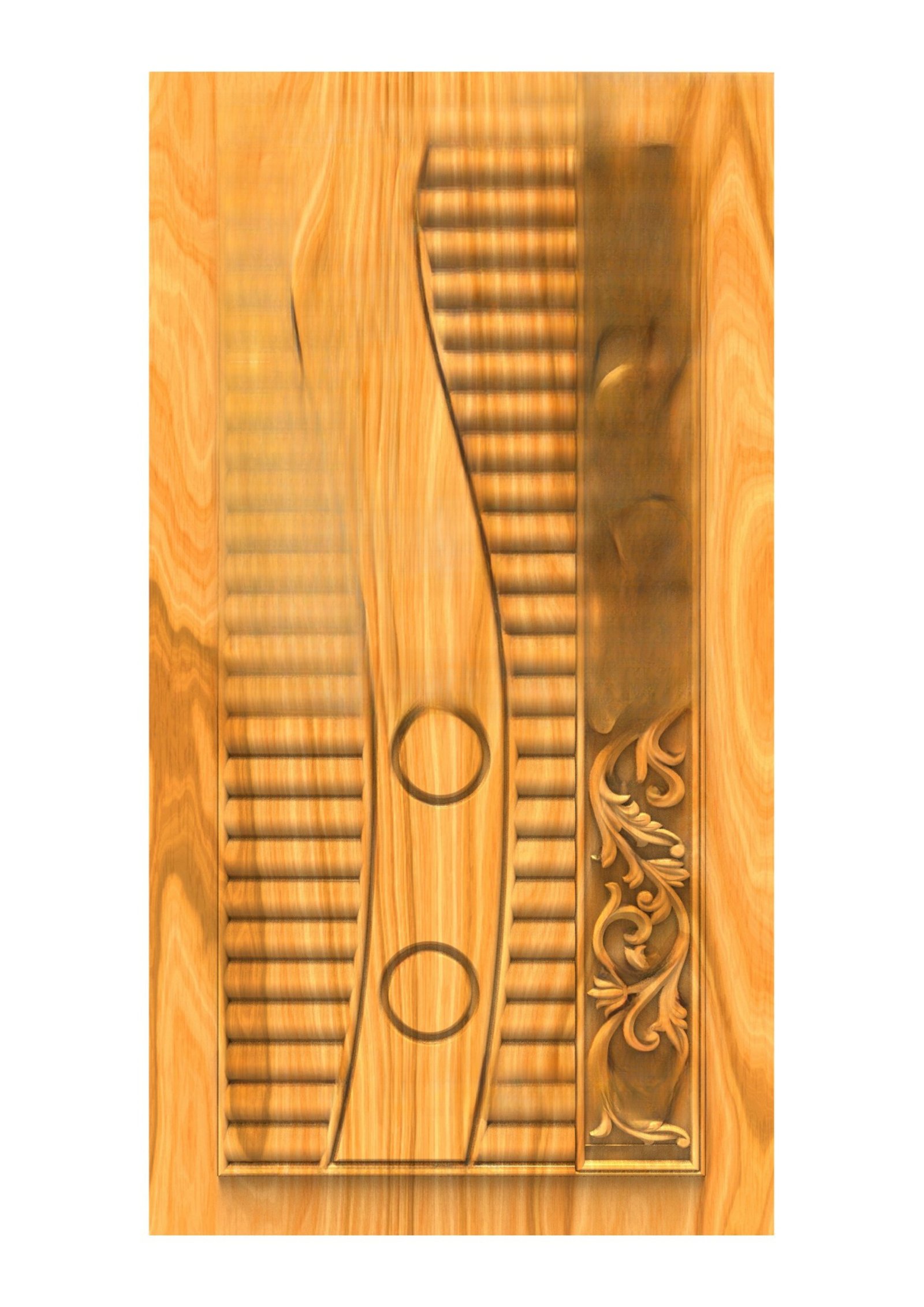 GSK NEW YEAR DOORS - PAGE-38 Modern Wave & Floral Relief Carved Door Design